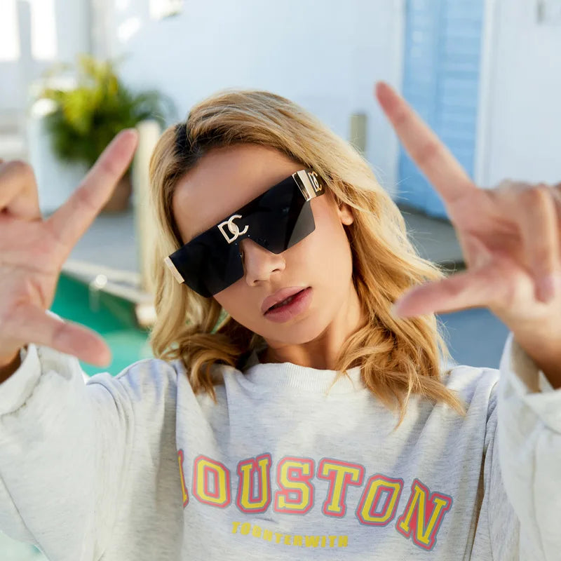 Oversized Shield Sunglasses With UV Protection for Women