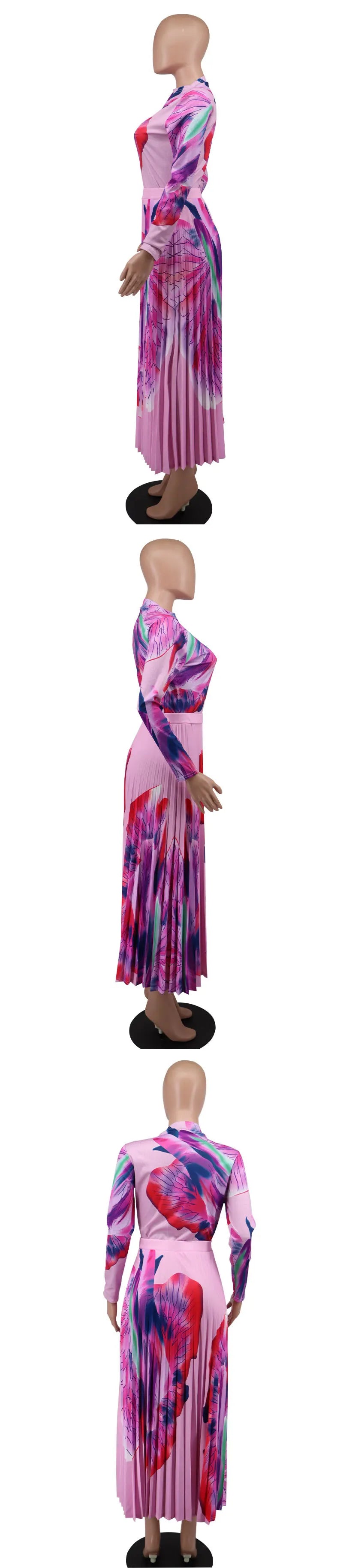 Elegant Pleated Traditional Dashiki Maxi Dress for Women