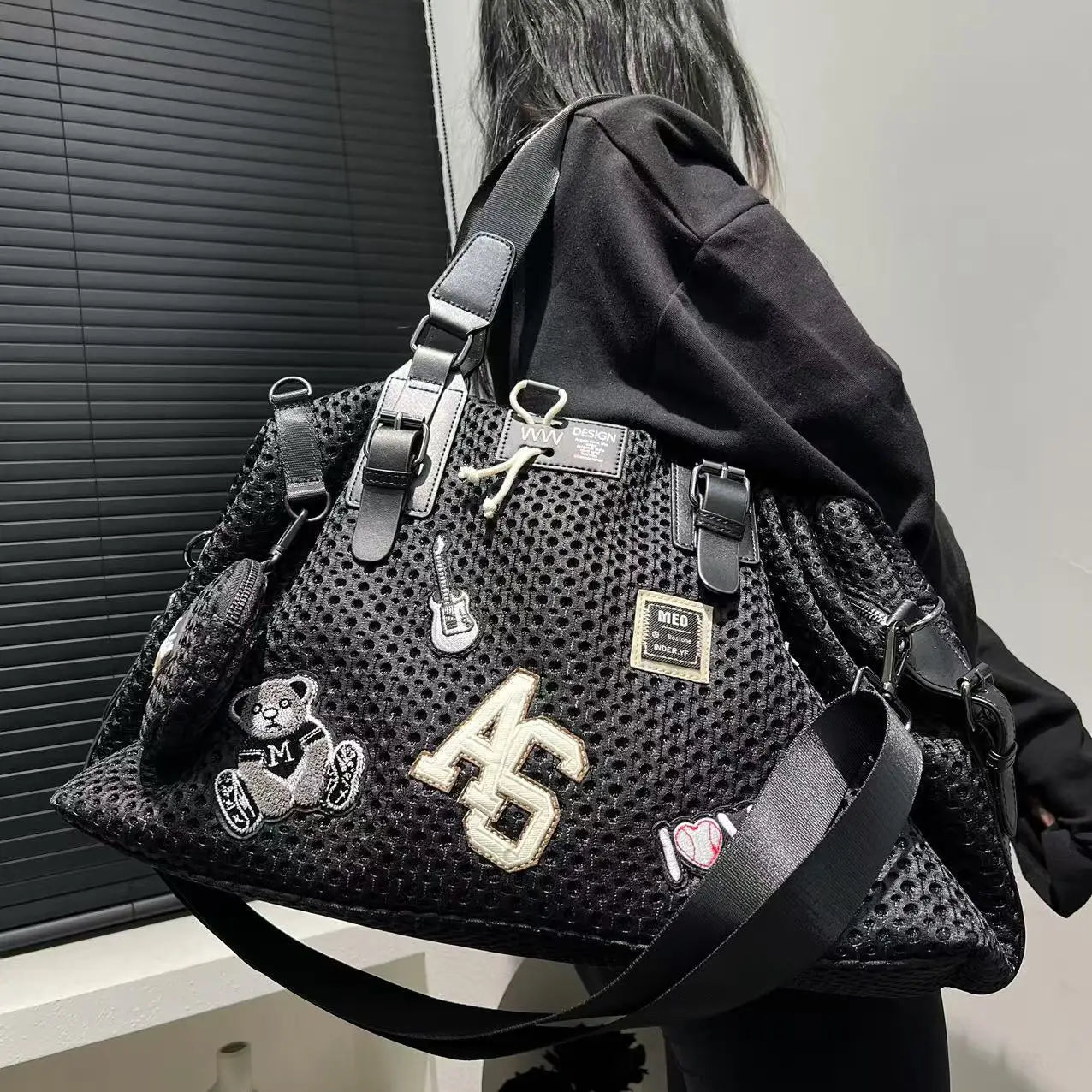 Large Capacity Durable Mesh Nylon Tote Bag for Women