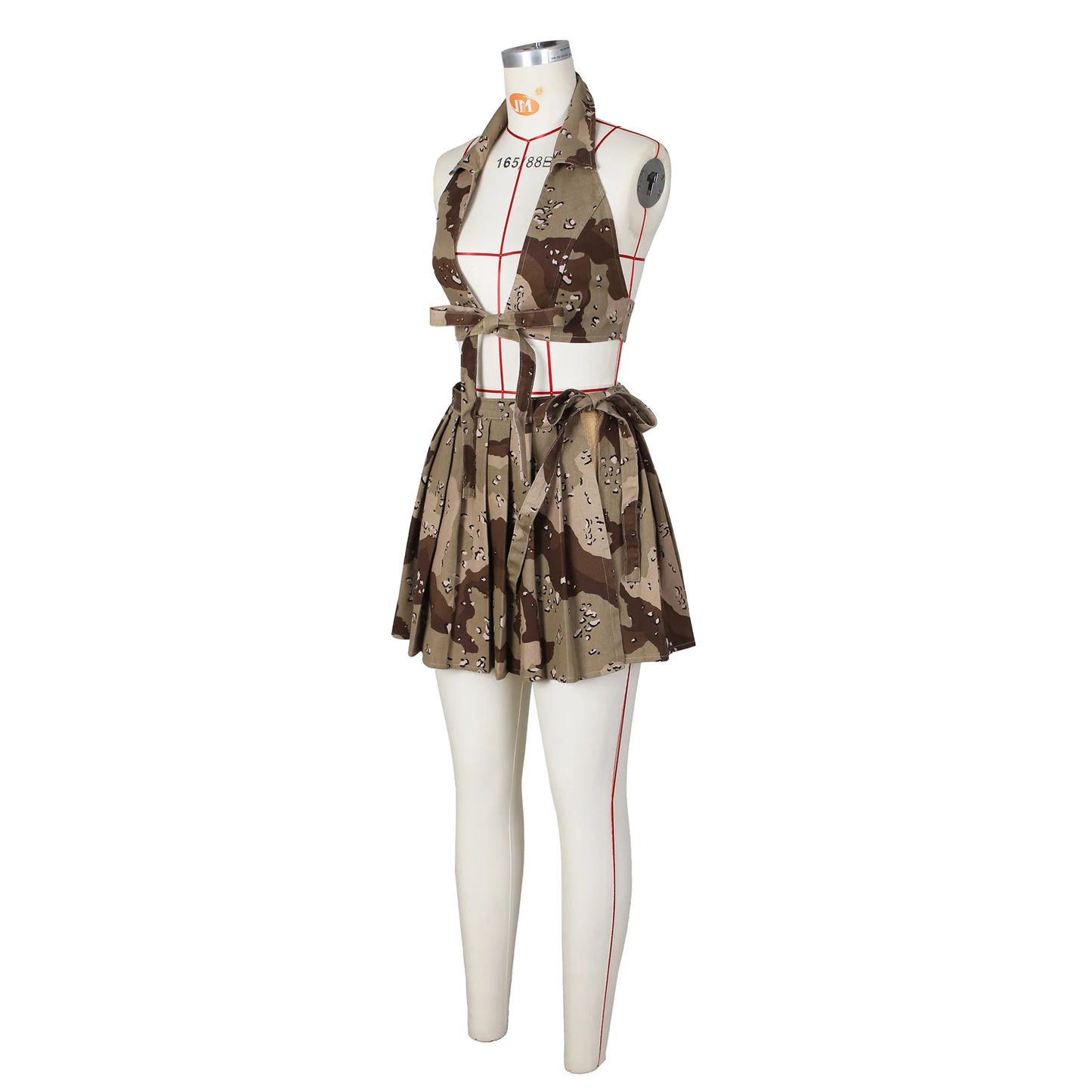 Relaxed Fit Camouflage Knit Mini Skirt Set for Women