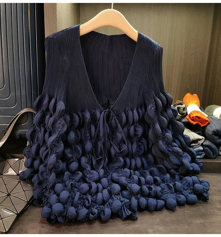 Elegant Lace Up Pleated Long Sleeve Coat for Women