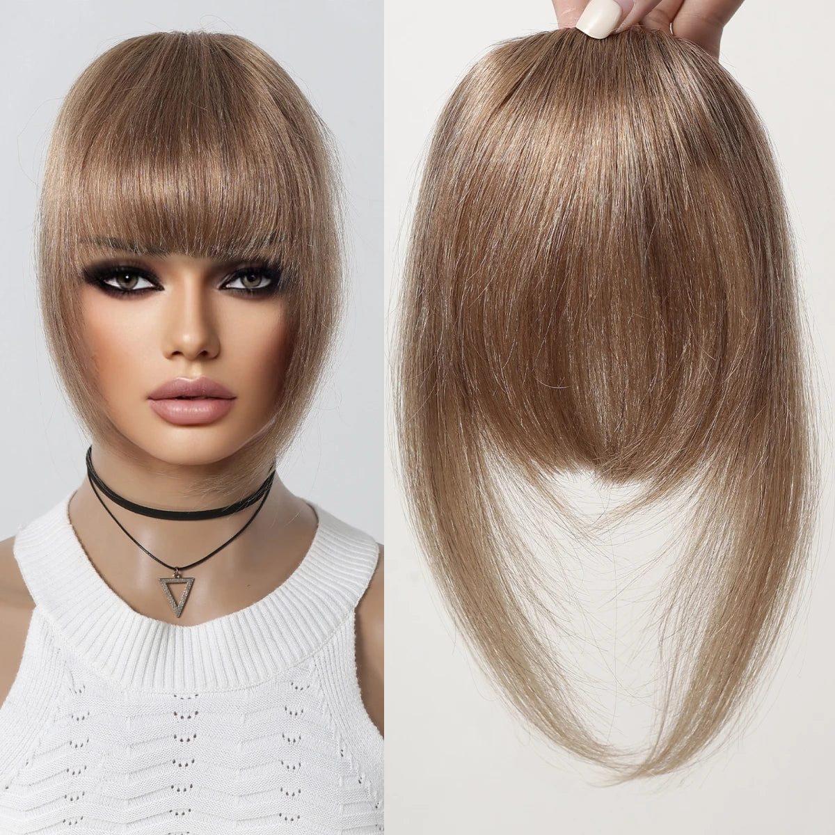 Thick Clip In Human Hair Bangs With Temples for Women