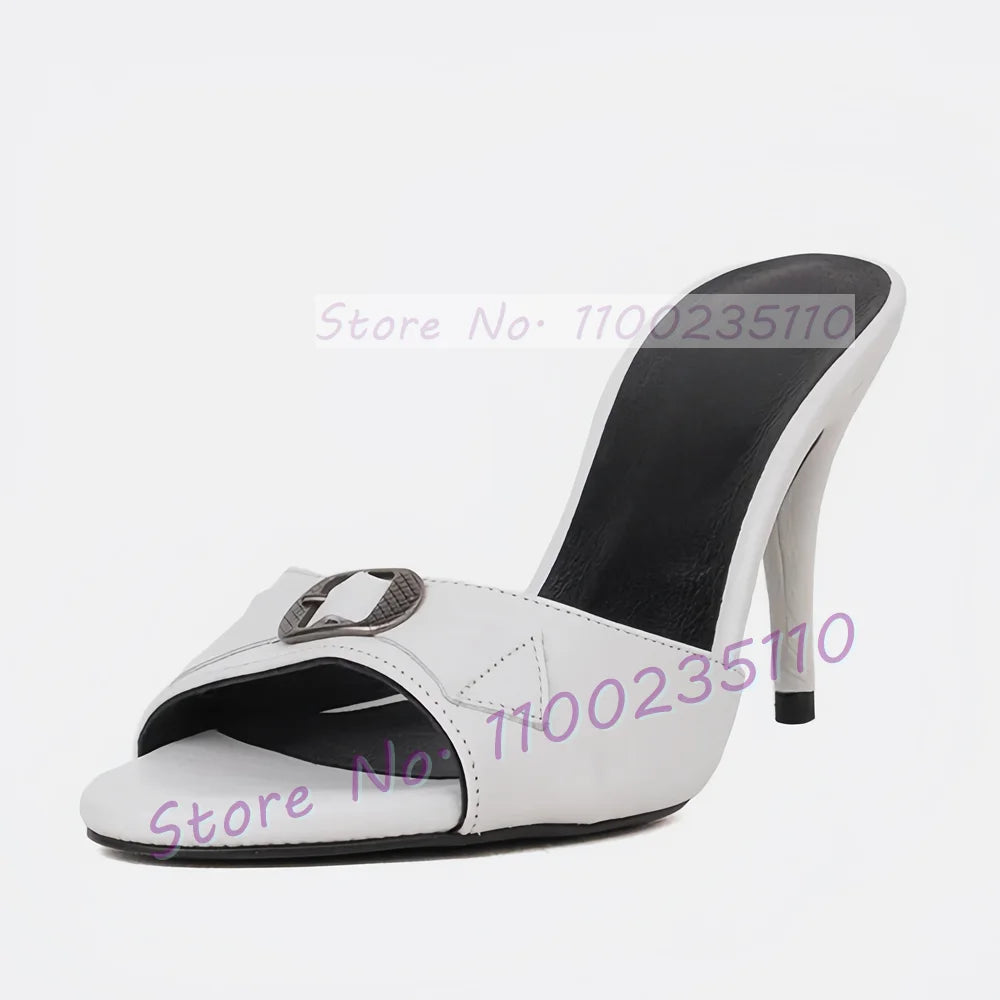 Sophisticated Purple Round Toe Buckle Mules For Women