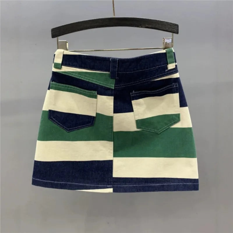 Floral Print High Waisted Denim Mini Skirt for Women