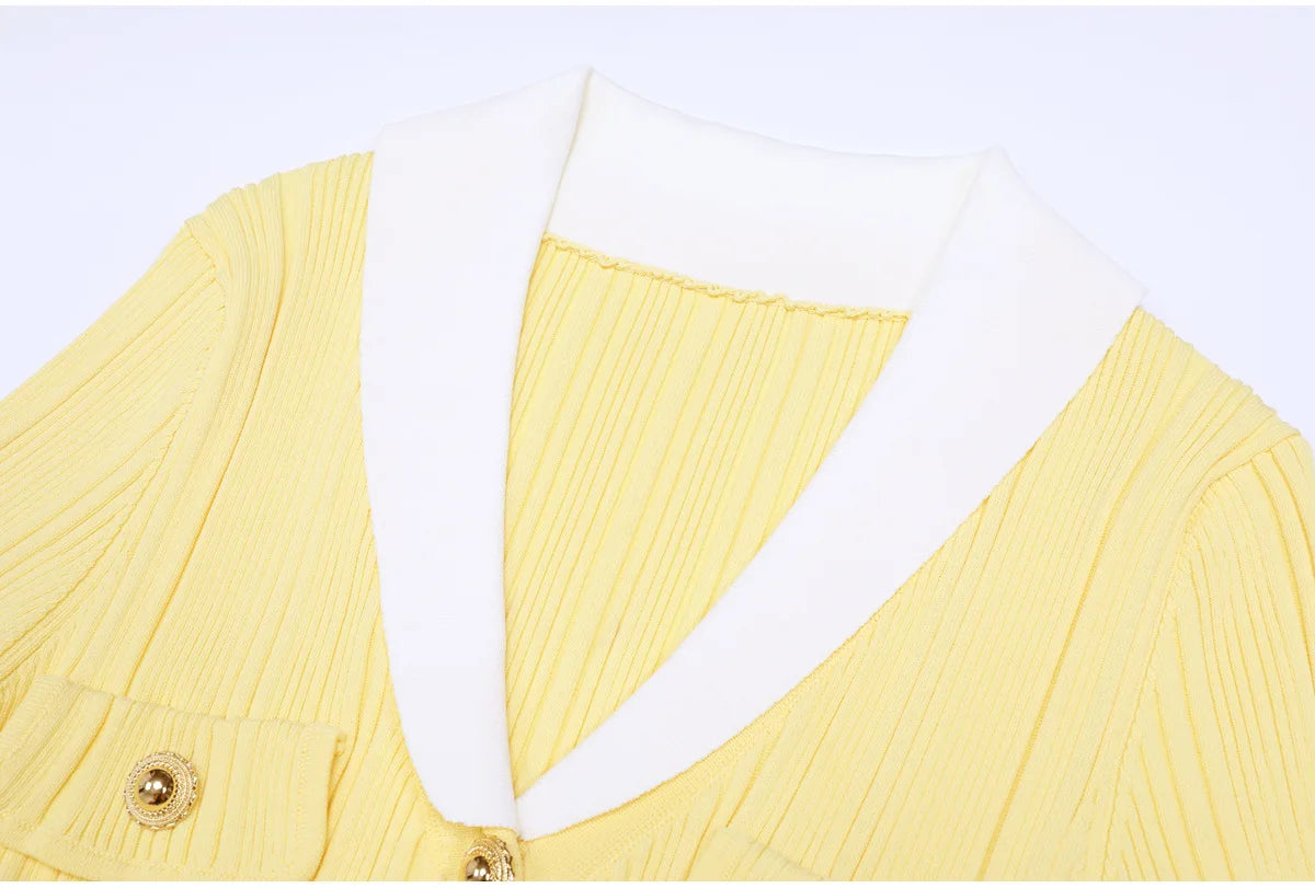 High-end Fashion Cropped Knit Dress New Autumn 2026 Women Short Sleeve High-waisted Belted Slim-fit Elegant Short Dresses