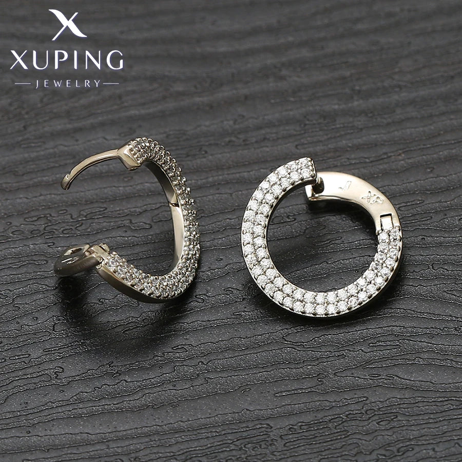 Gold Tone Copper Alloy Hoop Earrings