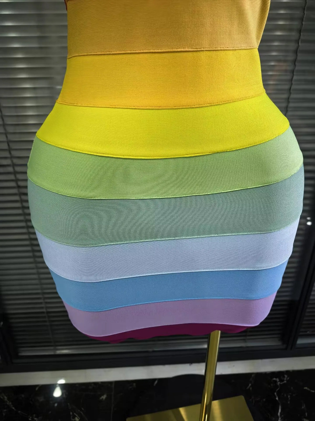 Rainbow Color Women Sexy Halter Backless Bodycon Mini Bandage Dress Nightclub Party Celebrate Fashion Birthday Clothing