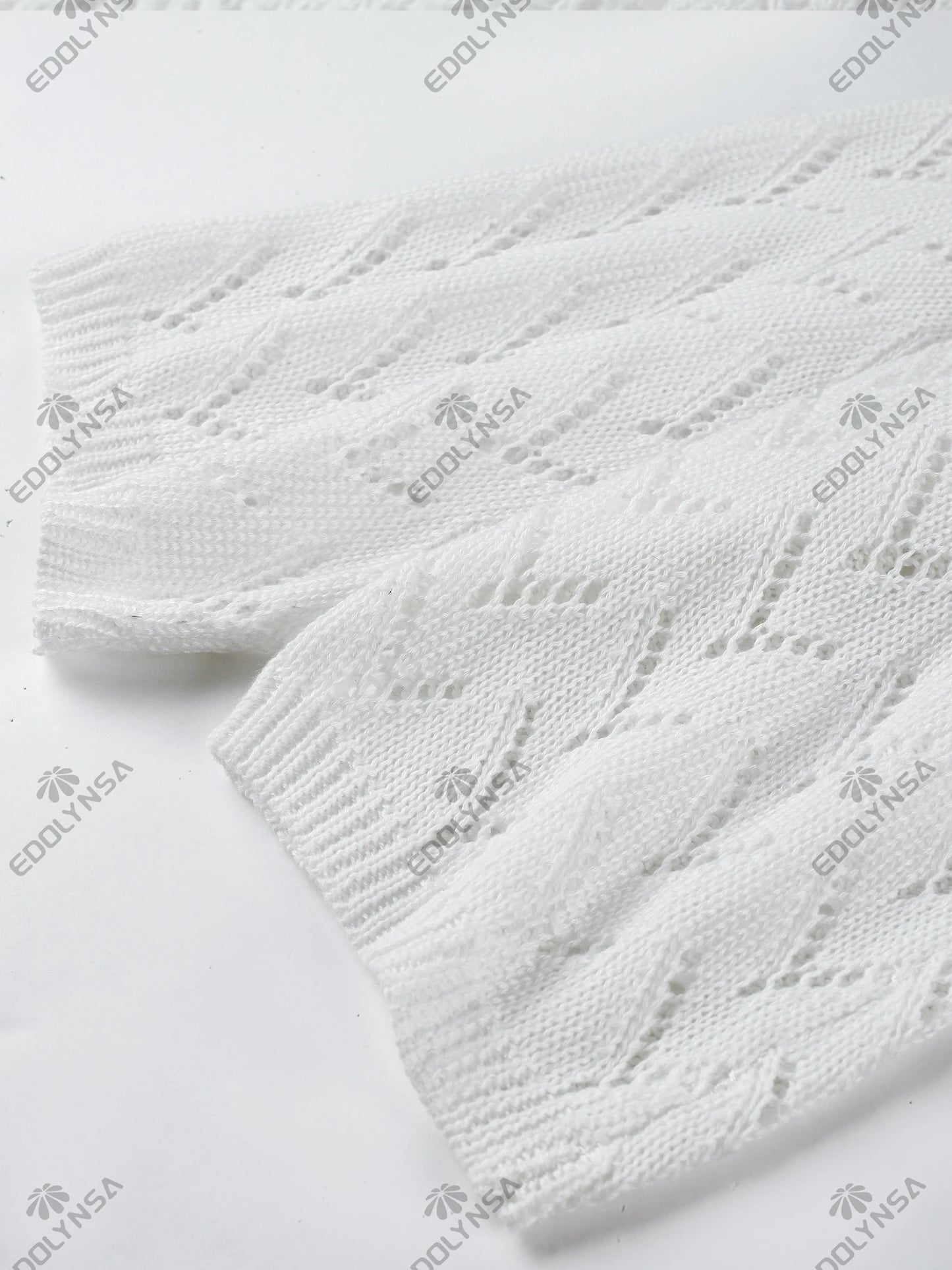 Women Sexy White Knit Swimsuit Cover Up Deep V-neck Tie Hollow Out Long Sleeve Beach Maxi Dress 2025 Summer Holiday Outfit K186