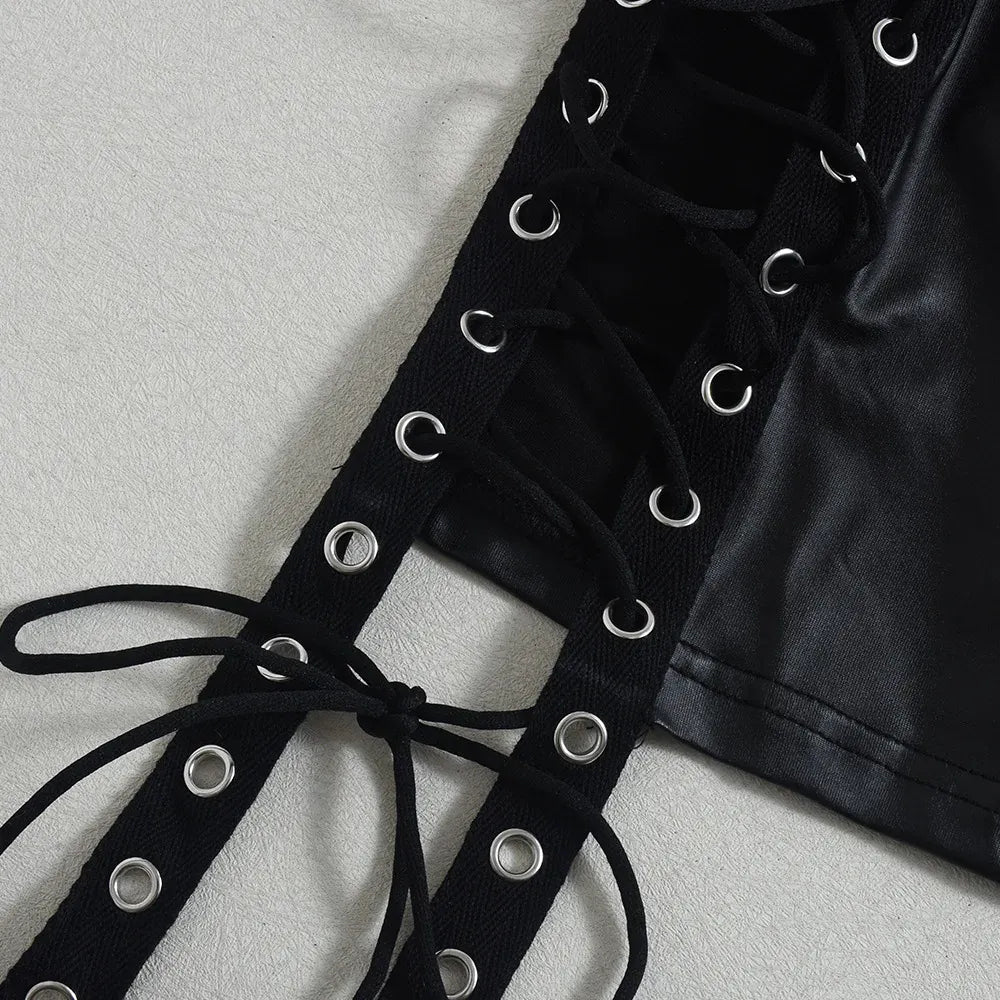 Weird Puss Bandage Hollow Dress Women Irregular Diagonal Collar Backless Single Sleeve Hot Girls Skinny Peach Hip Mini Bodycon