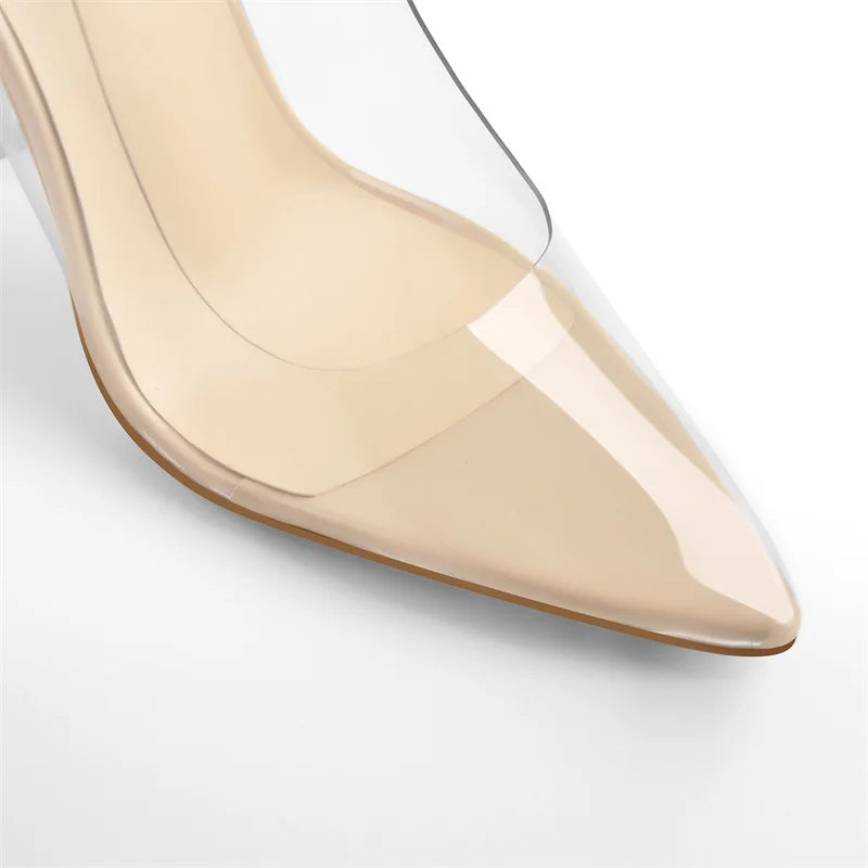 Clear Buckle Strap High Heel Pointed Toe Pumps for Women