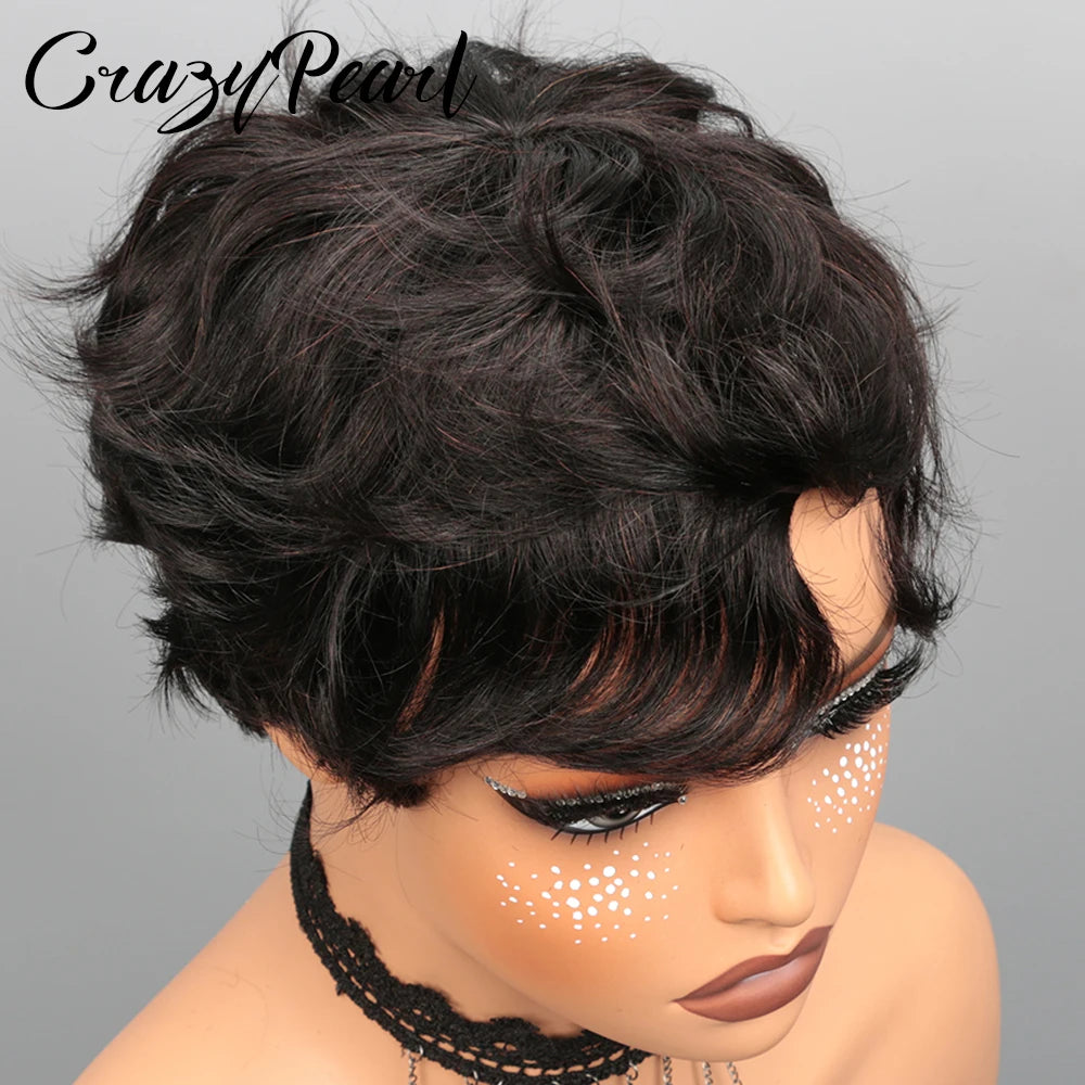 Layered Pixie Cut Human Hair Lace Front Wig for Women