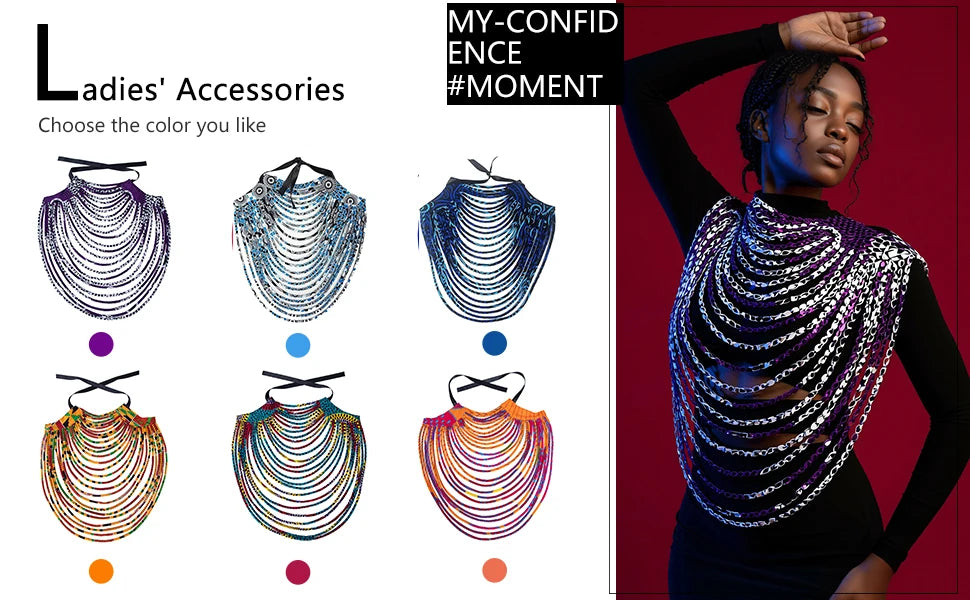 African Multi-Strand Statement Choker Necklace for Women