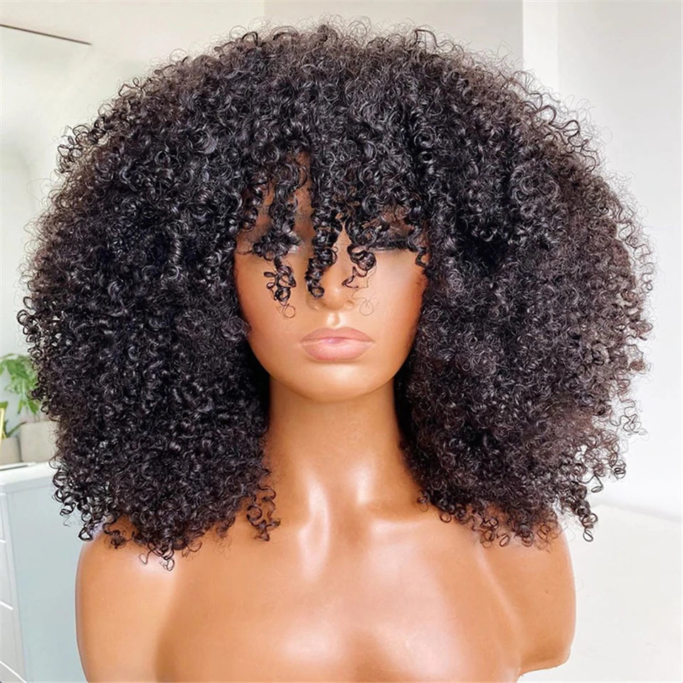Highlight Blonde Short Curly Bob Wig With Bangs for Women