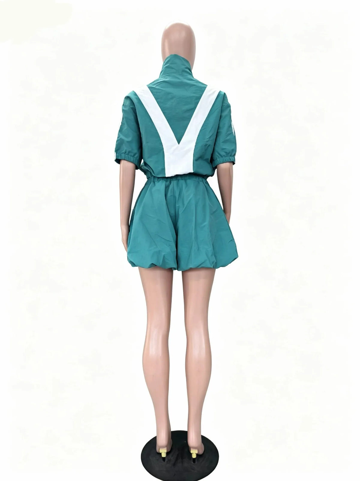 Short Sleeve Zipper Top and Mini Skirt Matching Set for Women