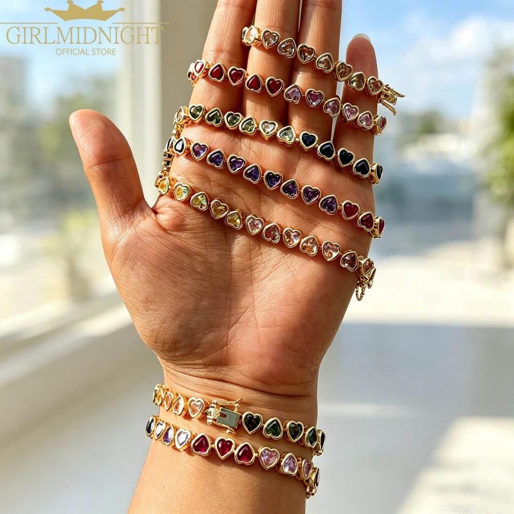 Rainbow Heart Bracelet And Necklace Set