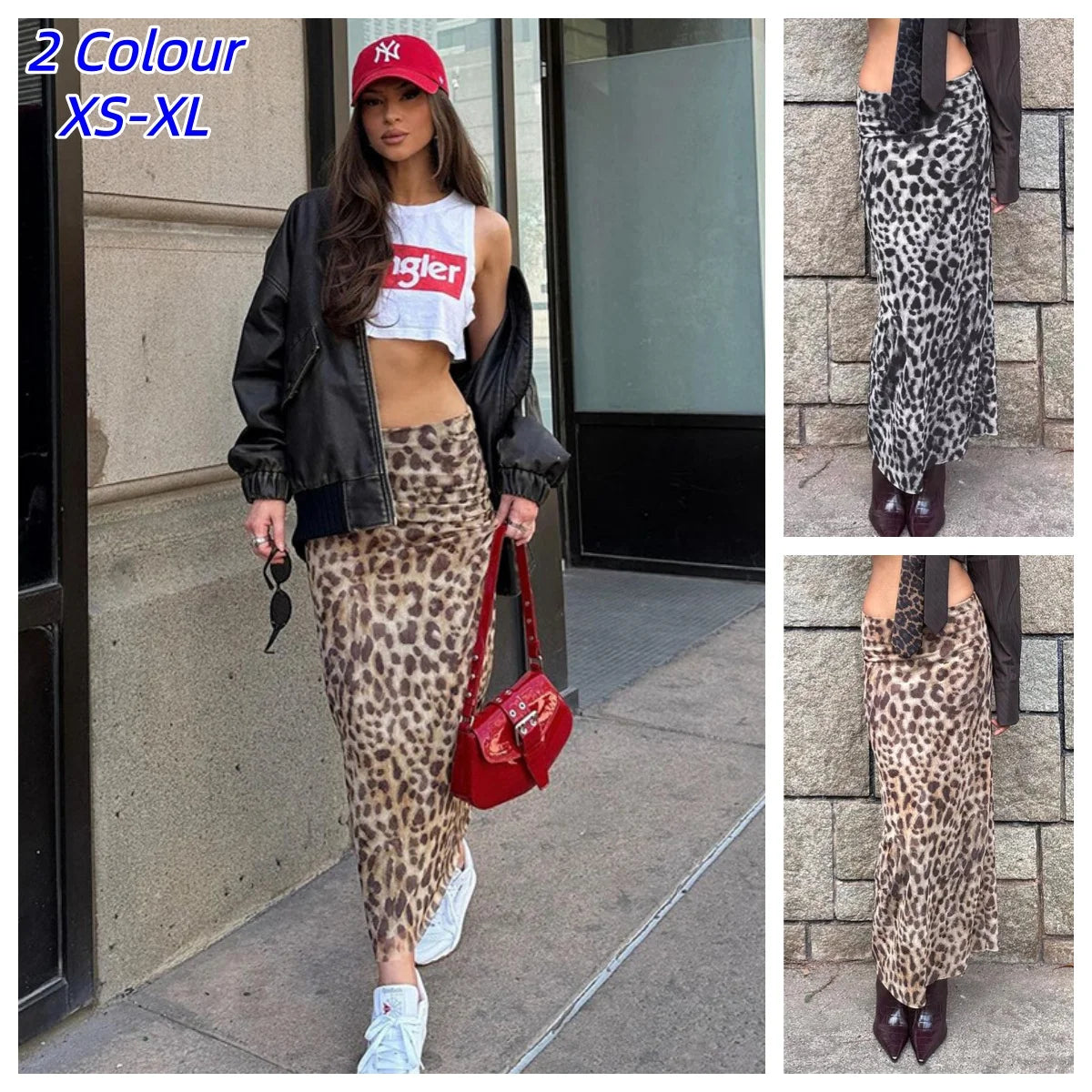 Elegant High Waisted Leopard Print Slim Skirt for Women