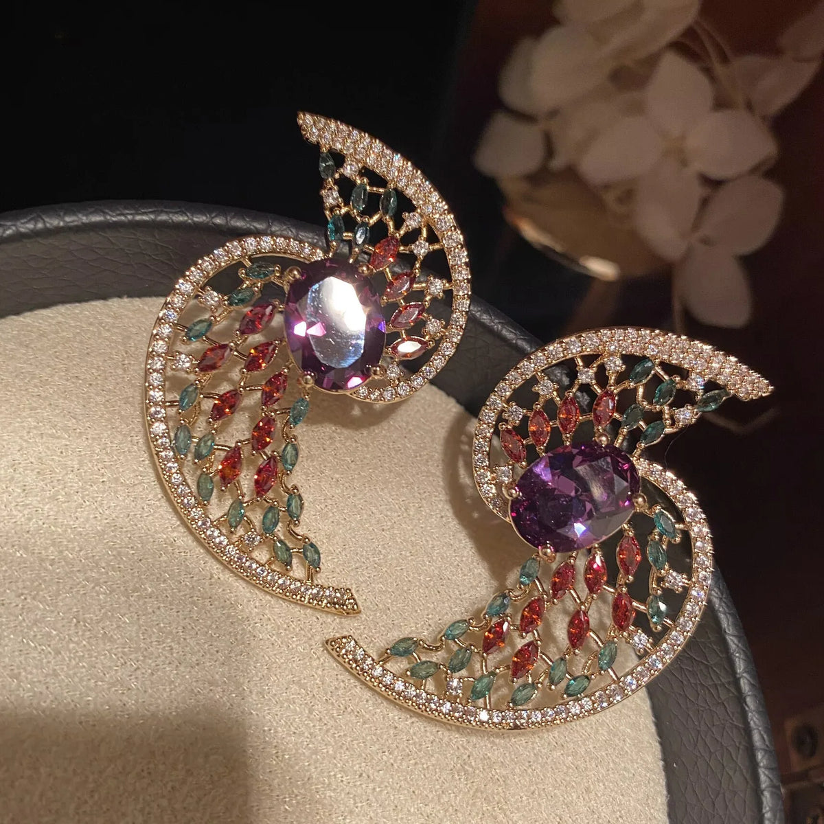 Colorful Hollow Flower Waterdrop Earrings for Women