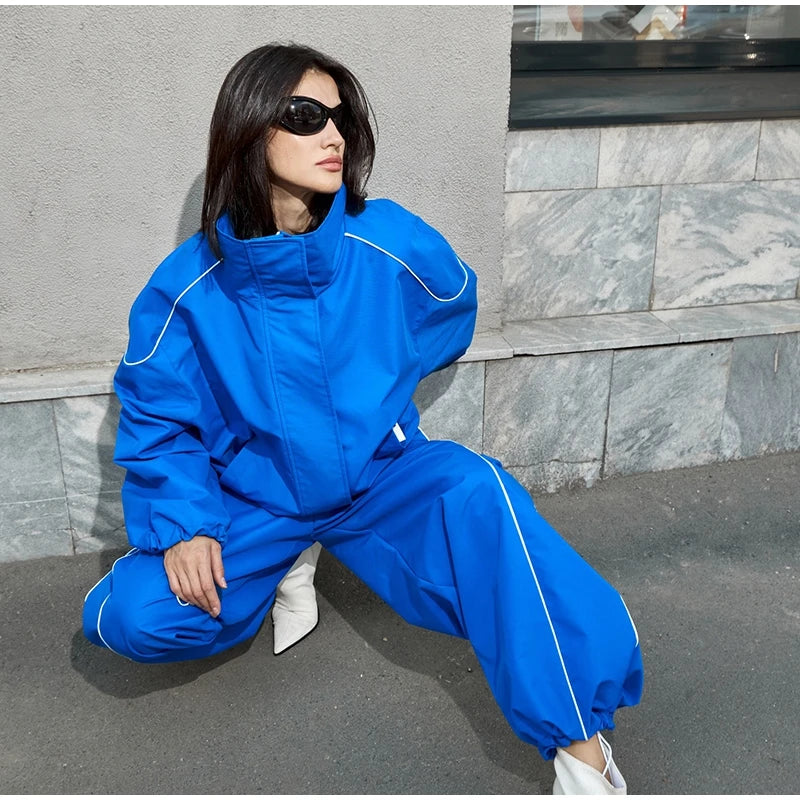 Elegant Loose Zip Up Casual Two Piece Set for Women