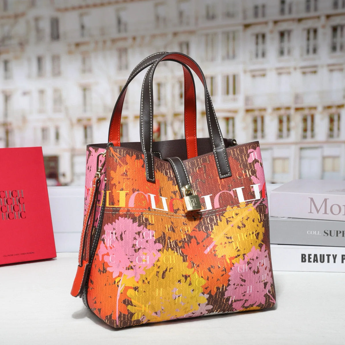 Printed Faux Leather Bucket Shoulder Bag