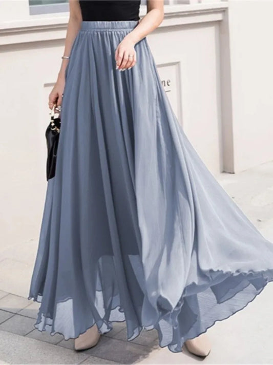 High Waist Chiffon A Line Skirt