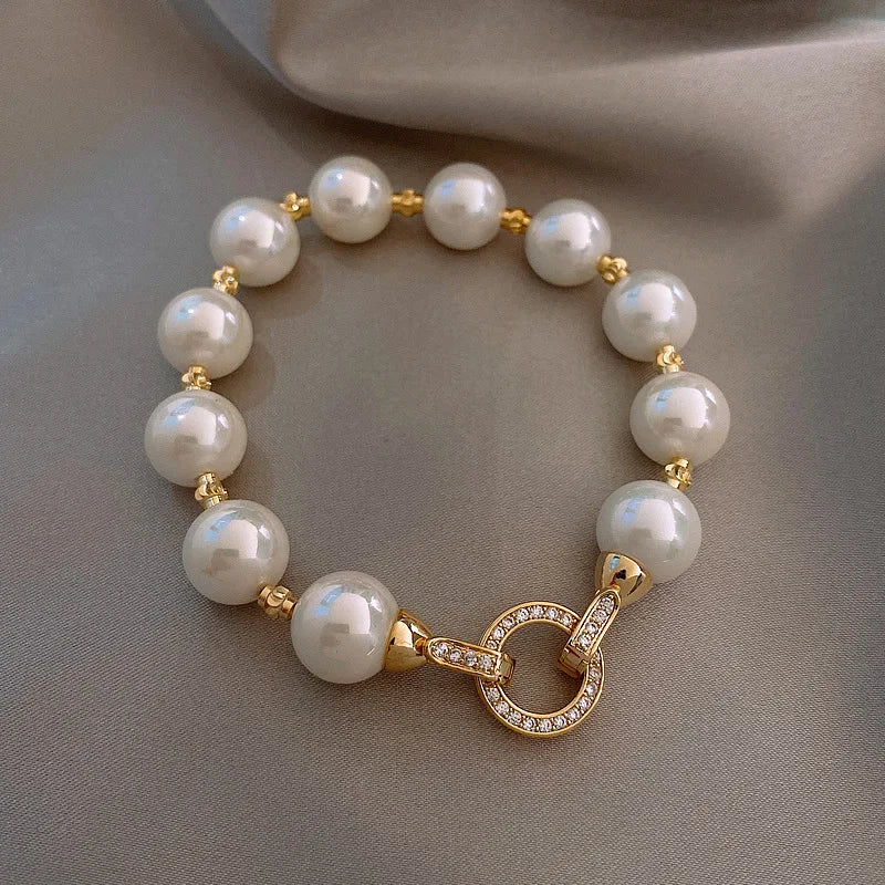 Pearl And Zircon Circle Bracelet