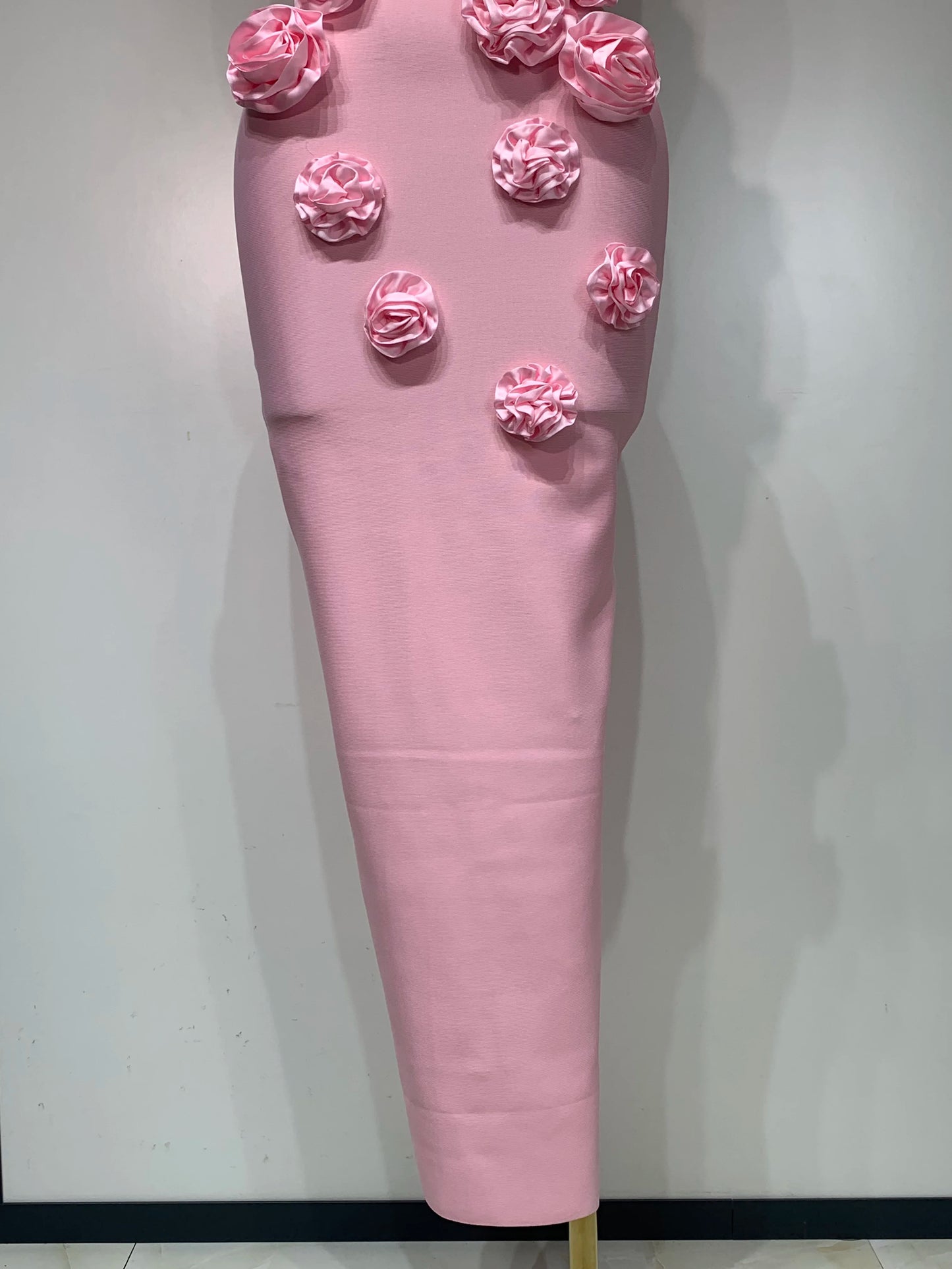 2025 Newest Women Sexy Strapless Backless Red Flower Midi Bandage Dress Celebirty Elegant Evening Club Party Birthday Dresses