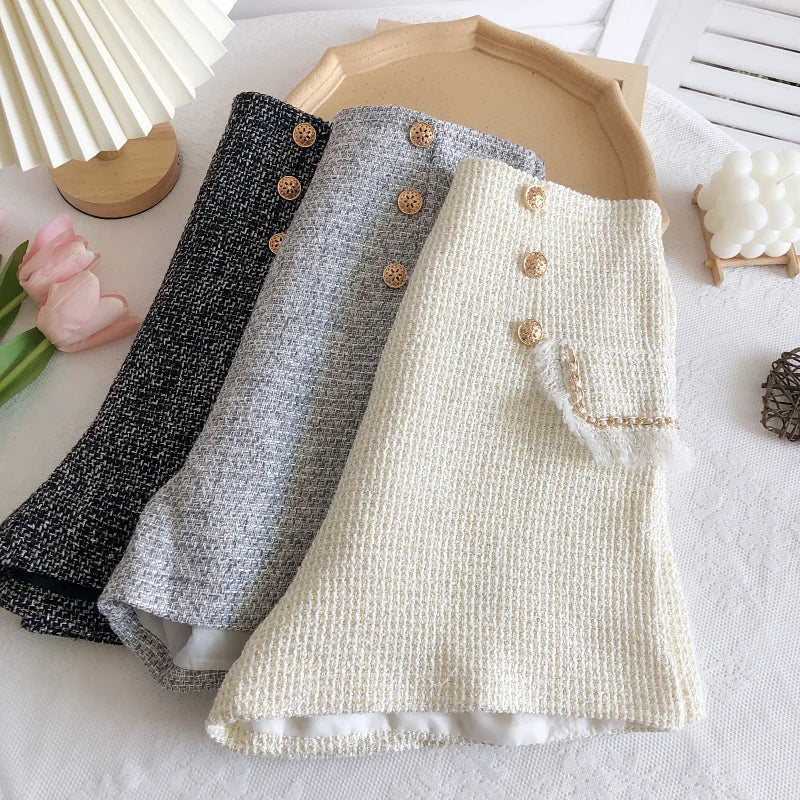 Tweed Double Breasted Tassel Shorts
