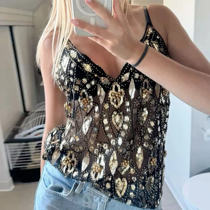 Festival Sparkle See Through Sequin Camisole for Women