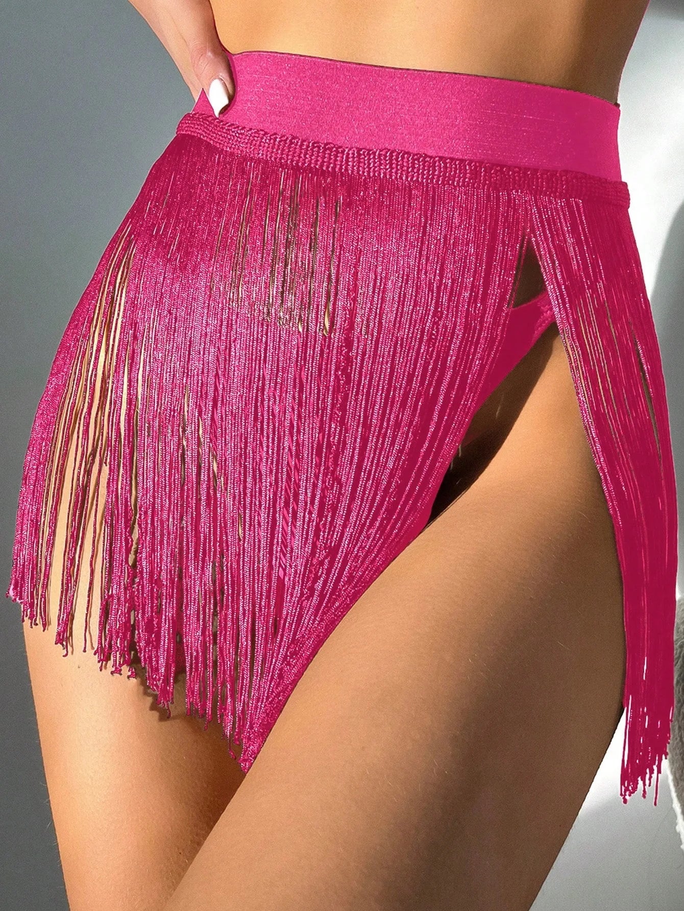 Swimsuit 2025 new fringed short skirt beach resort shirt swimming skirt, fringed fashion and simplicity XL-ZK-449