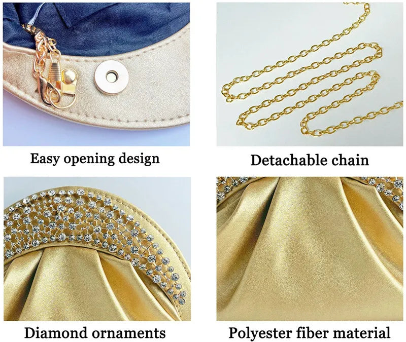 Sequined Chain Clutch Handbag