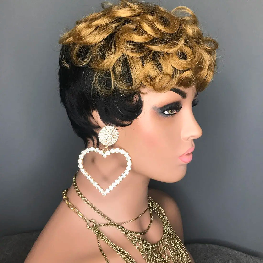 Natural Heat Resistant Curly Synthetic Pixie Wig for Women