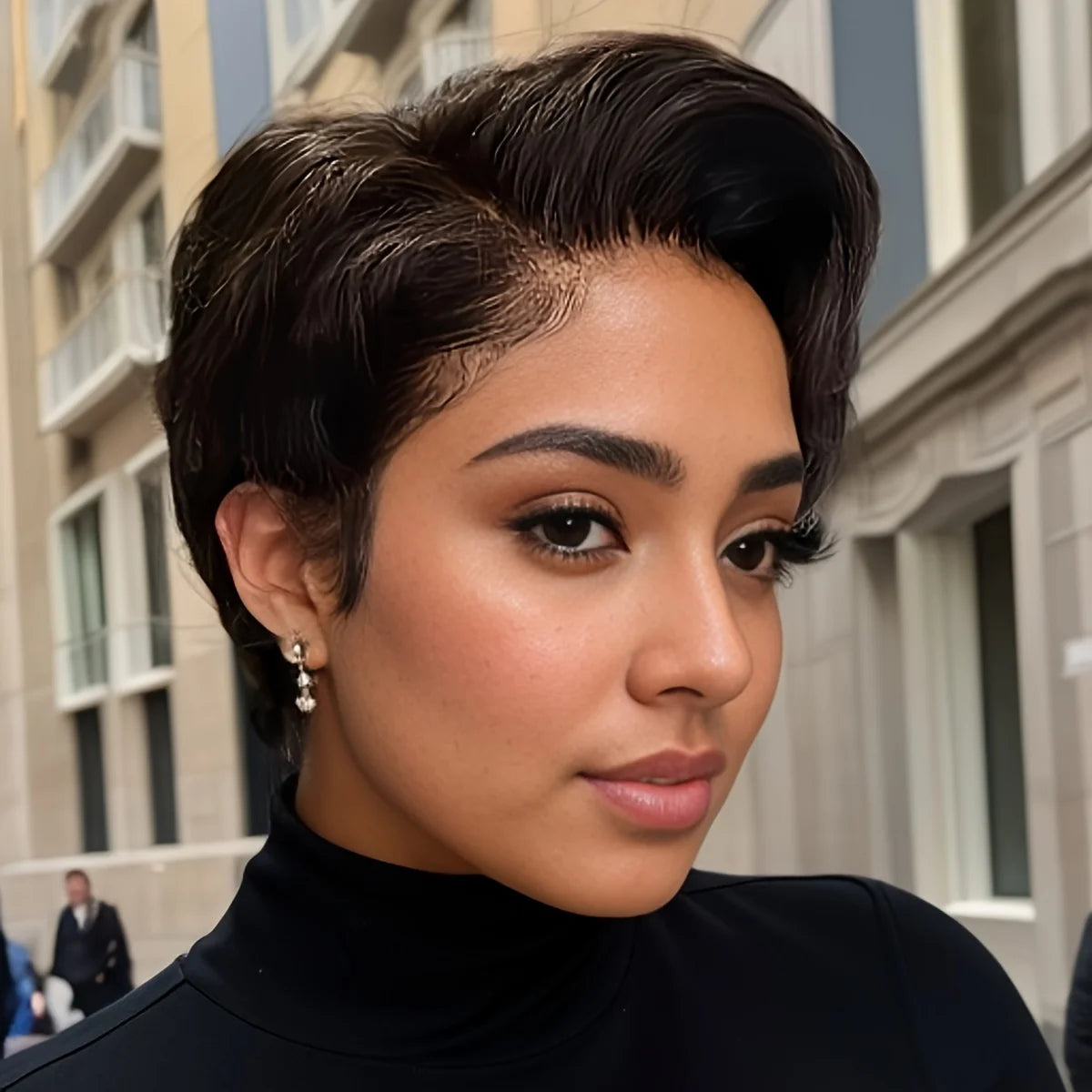 Short Straight Pixie Cut Human Hair Lace Front Wig for Women