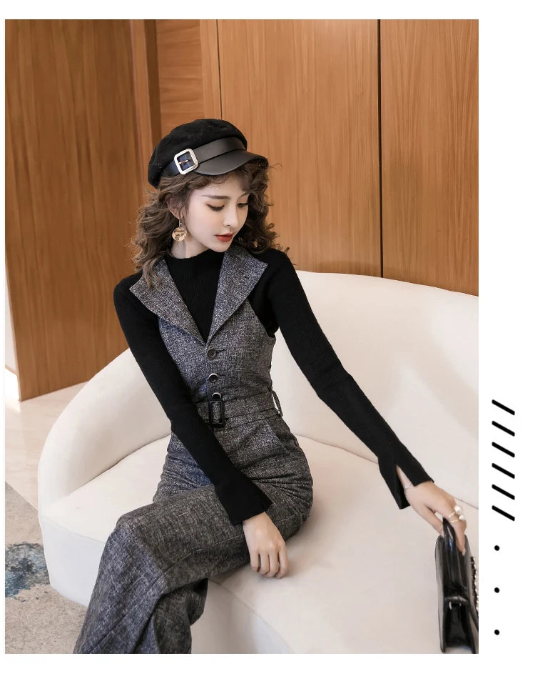 Classic Single Breasted Wide Leg Jumpsuit For Women