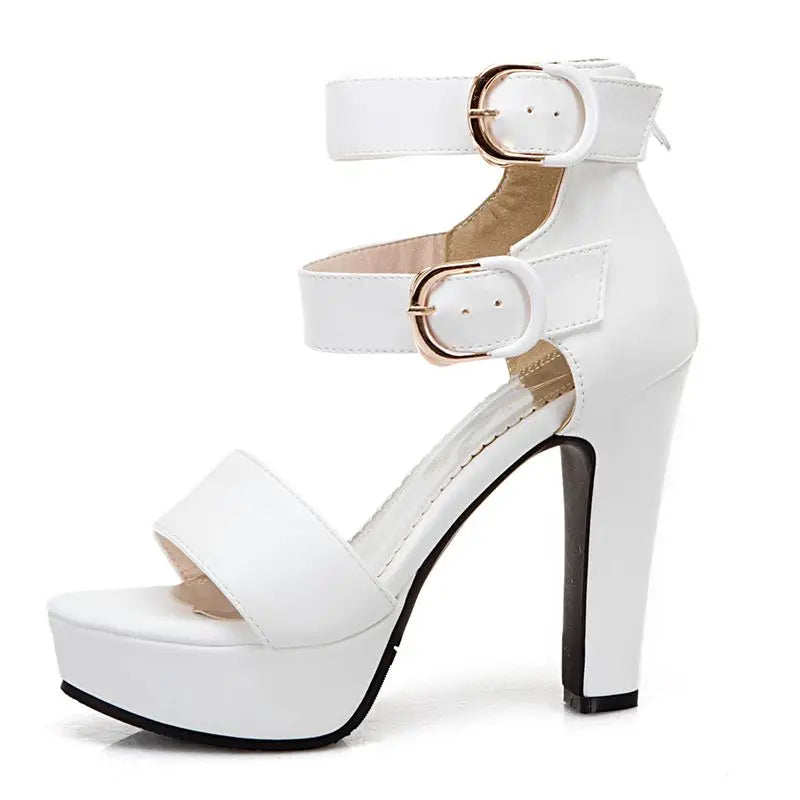 Chunky Platform Sandals with Zipper Buckles for Women