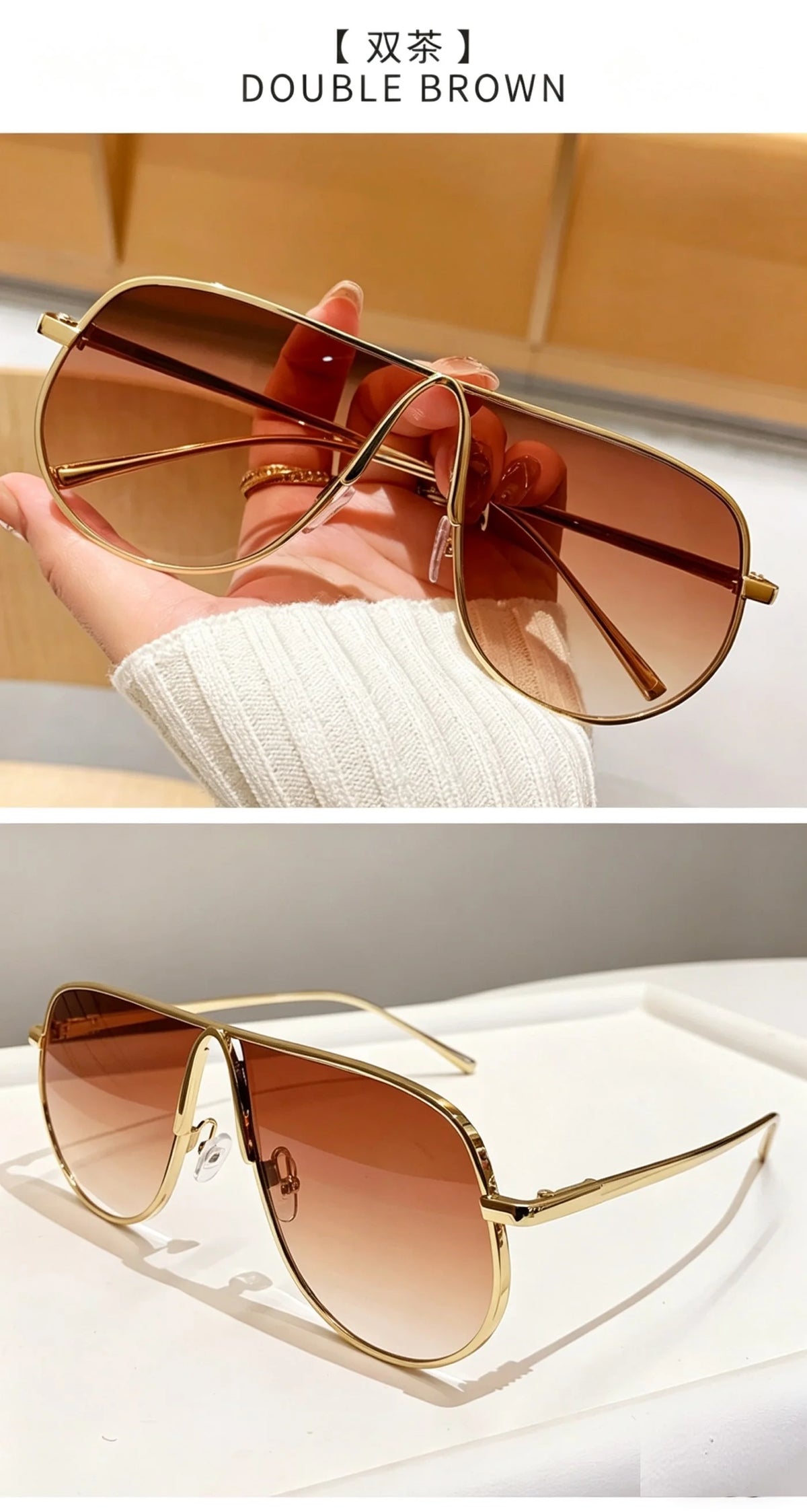 Oversized Gradient Pilot Sunglasses