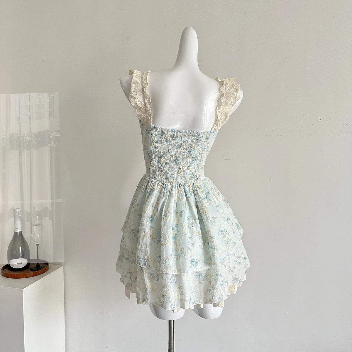 Floral Print Square Collar Mini Dress