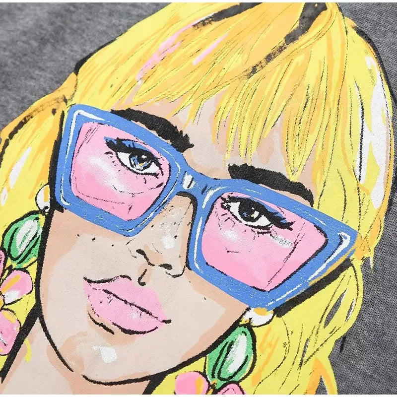 Loose Cartoon Graphic Long Sleeve Sweatshirt for Women