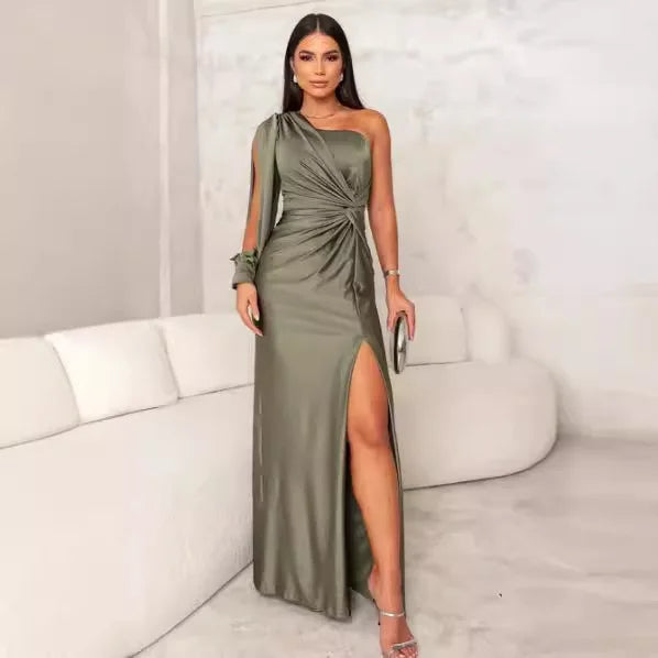 Elegant One Shoulder Backless Maxi Dress for Women
