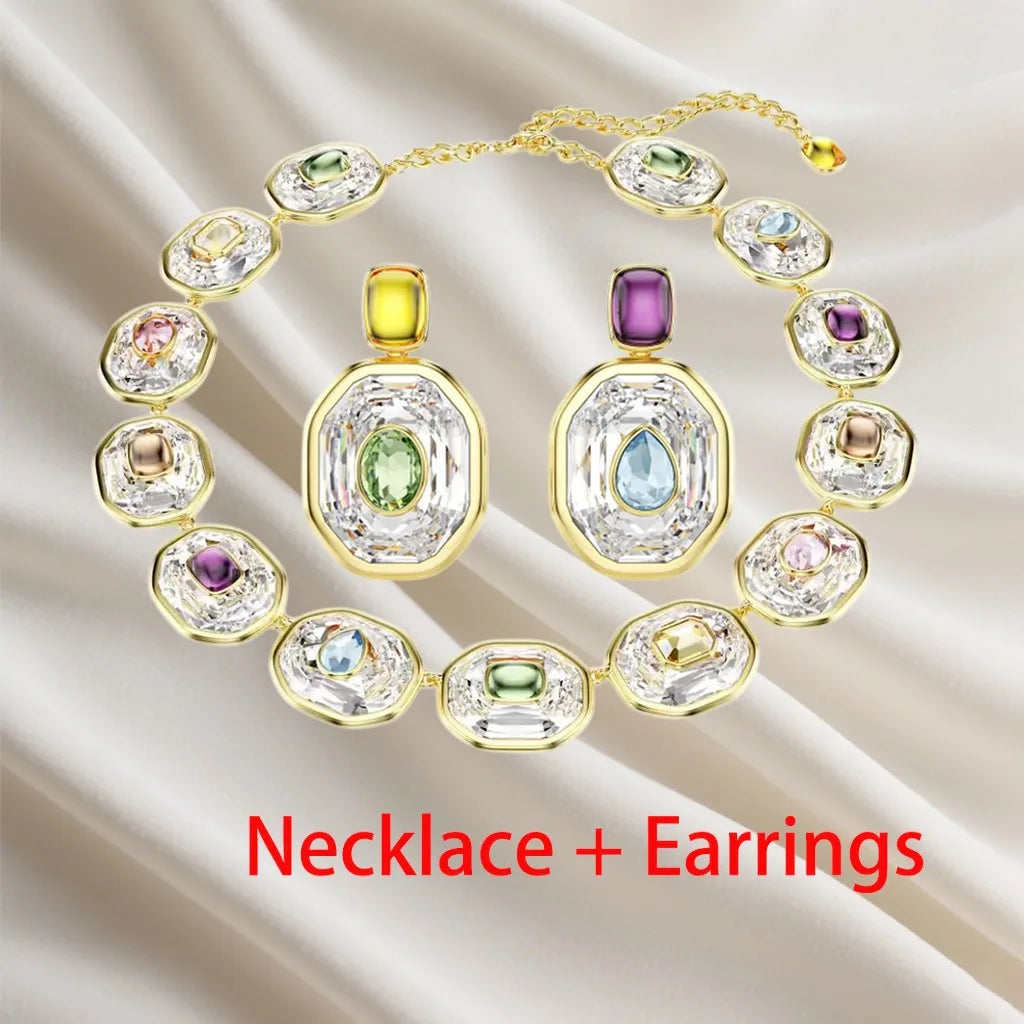 Sparkling Inlaid Pearl Pendant Jewelry Set for Women