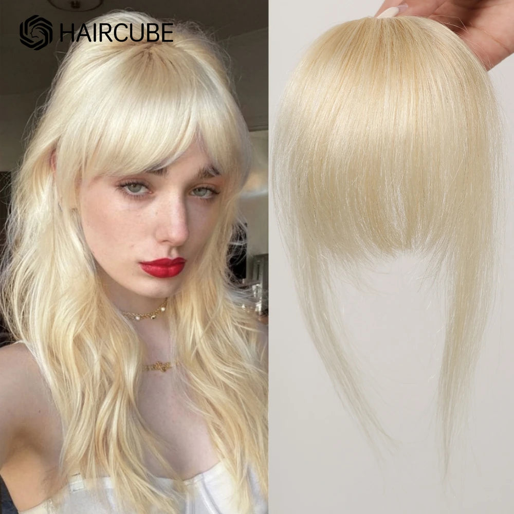 Natural Brown Remy Hair Clip In Bangs With Temples For Women