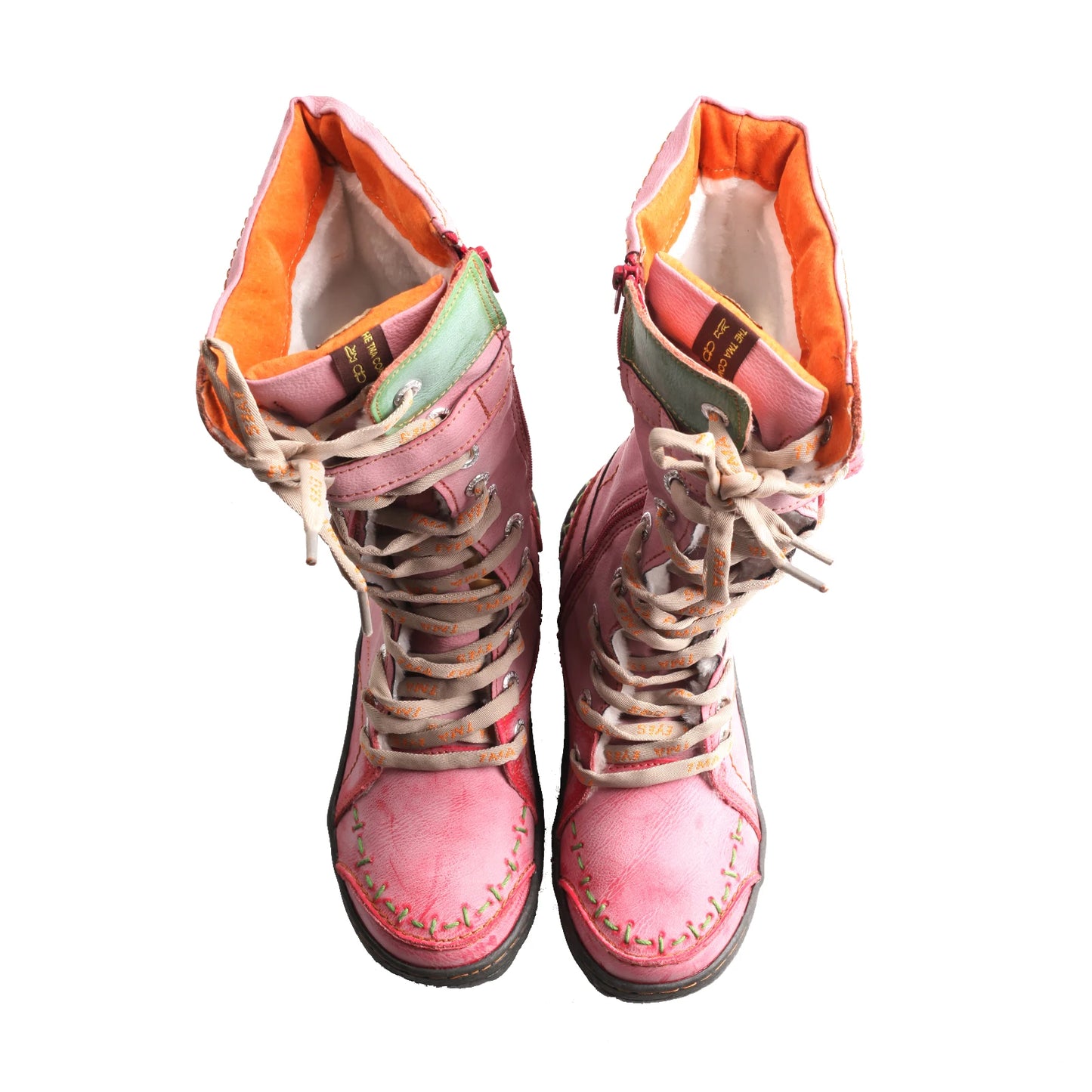 Hand Stitched Leather Mid Calf Boots