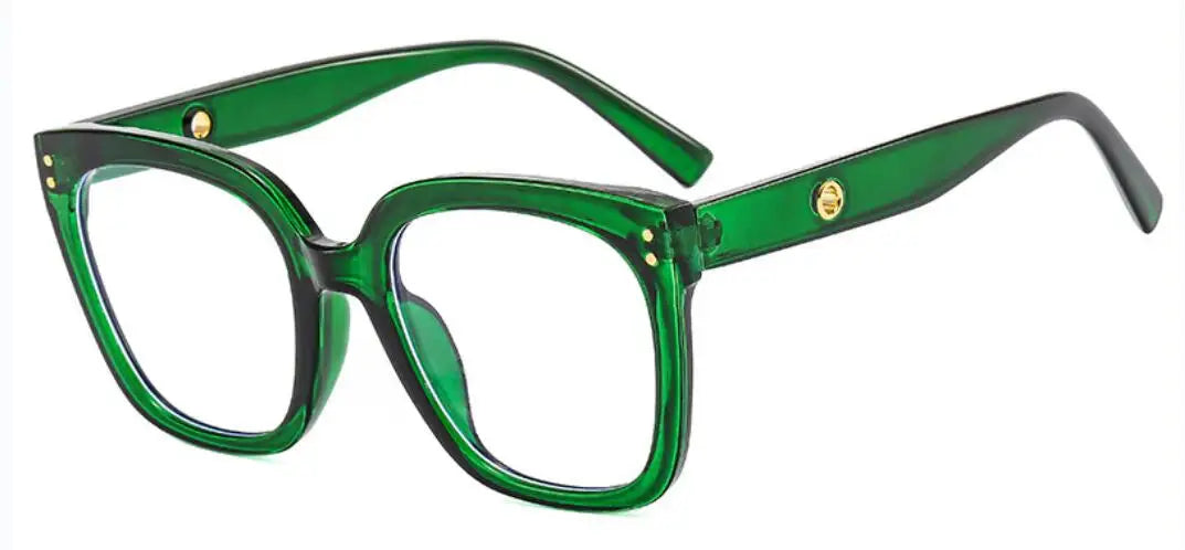 Oversized Square Reading Glasses with Rivet Detail for Women