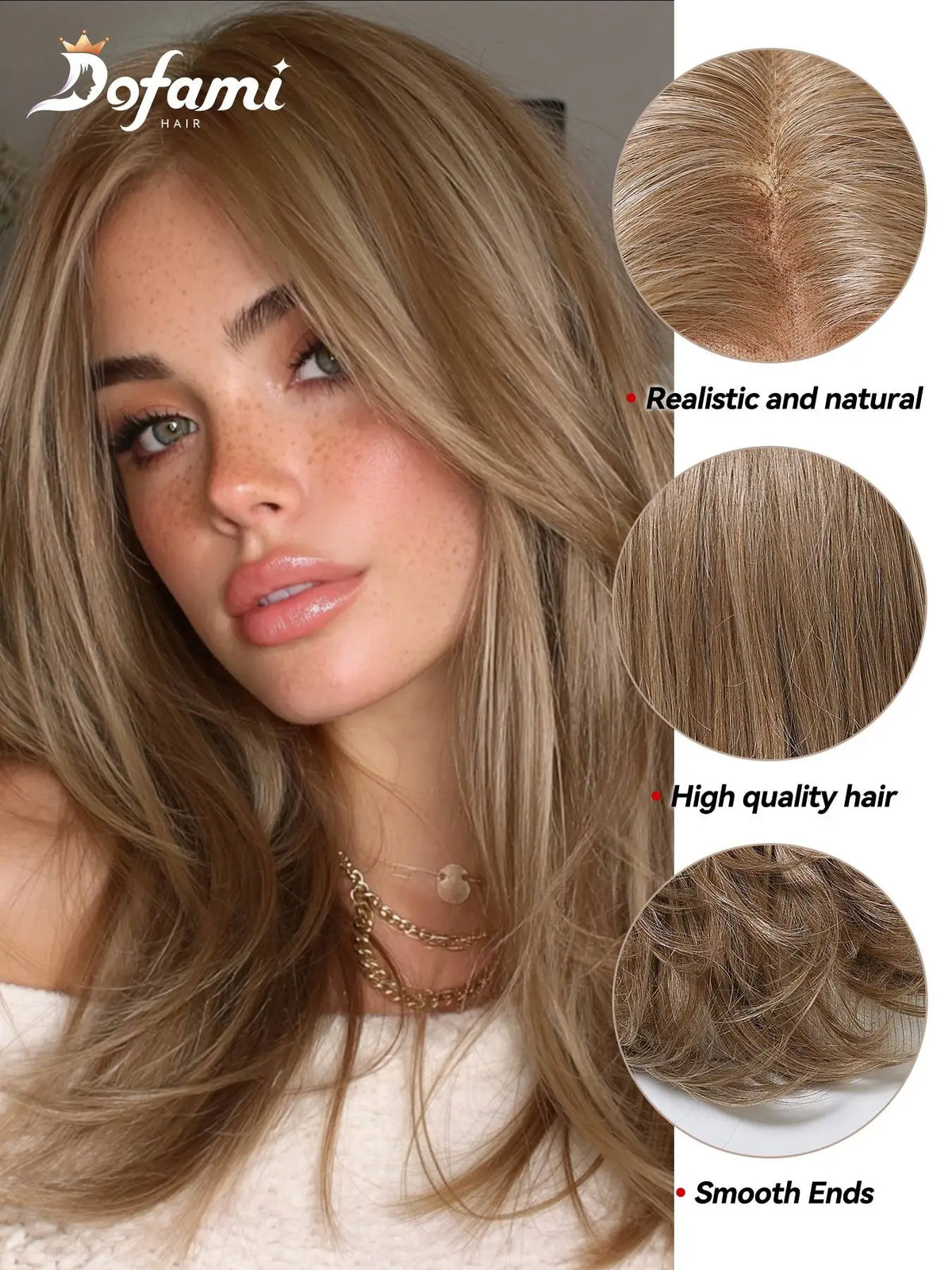 Long Layered Ash Blonde Highlight Lace Front Wig for Women