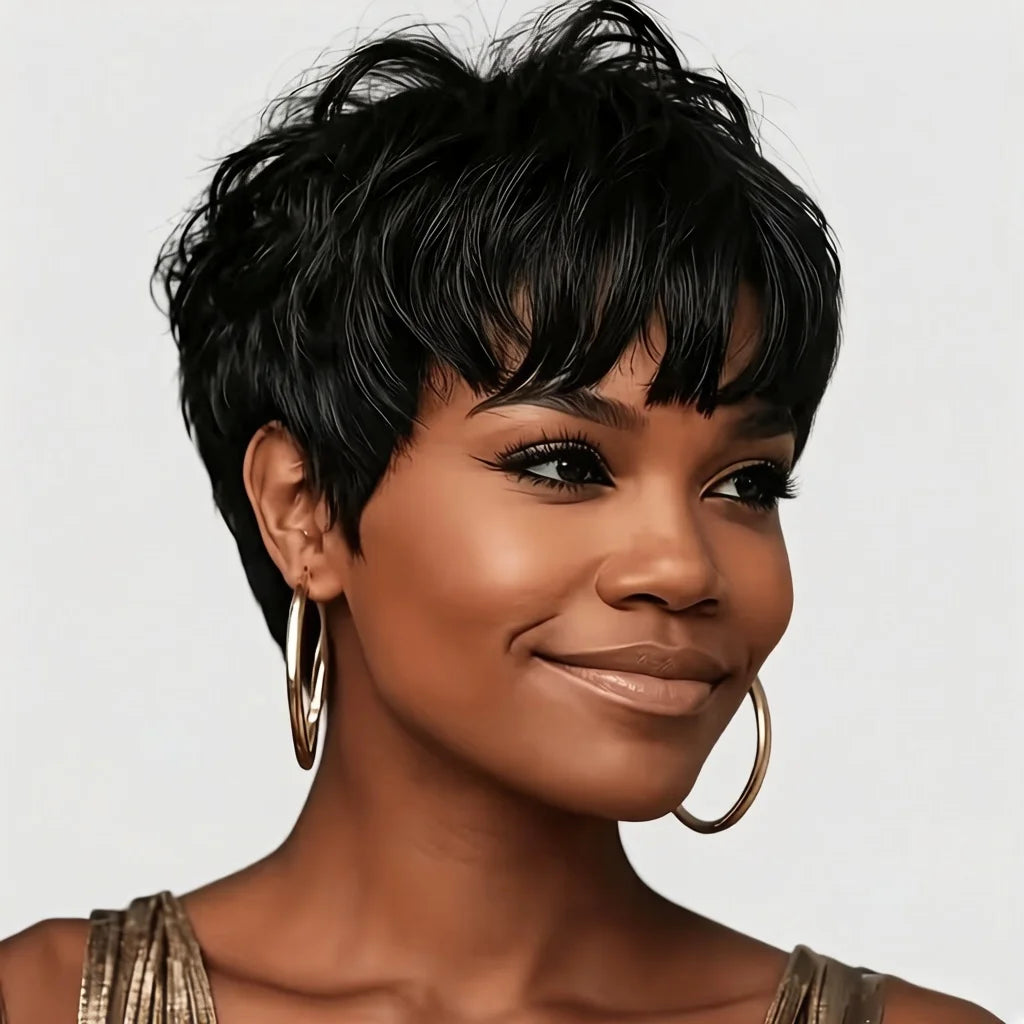 Short Brazilian Pixie Cut Human Hair Wig for Women