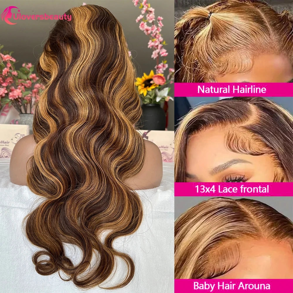 Highlight Body Wave Lace Front Human Hair Wig for Women