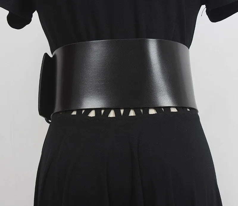 Wide Leather Corset Waist Belt Dress Accessory for Women