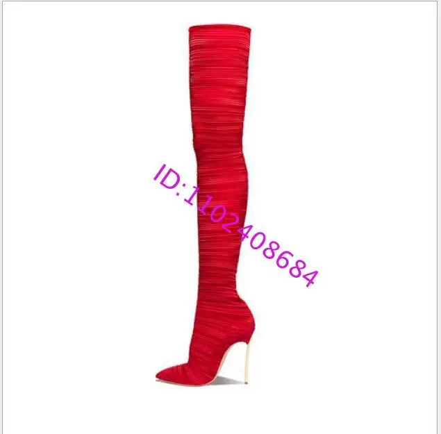 Spiral Pattern Stiletto Over The Knee Boots for Women