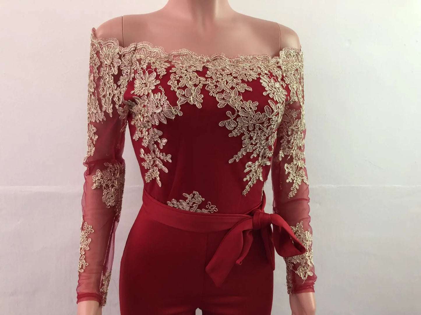 Elegant Lace Stitching Wide Leg Jumpsuit for Women