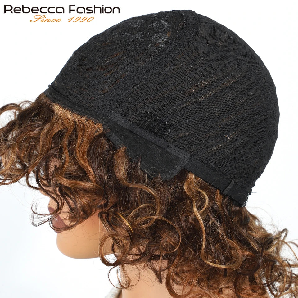 Glueless Curly Brazilian Short Human Hair Wig for Women
