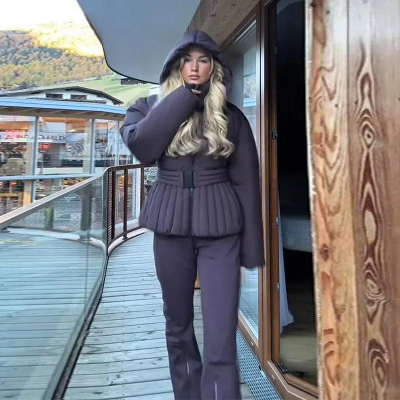 Sleeveless V Neck Ski Jumpsuit With Zippers for Women